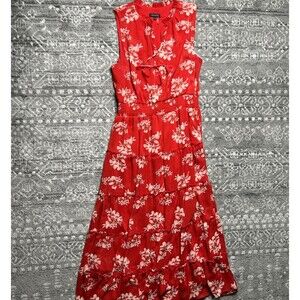 1.State Womens Tiered Sleeveless Floral Maxi Dress Size XL Red Smocked Waist